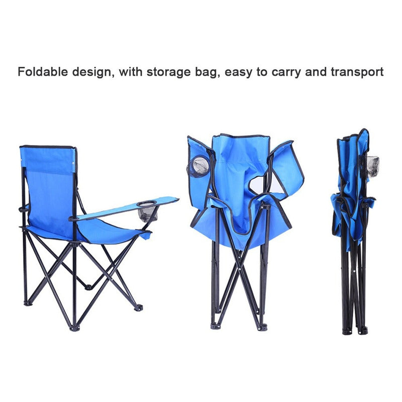 Envio Gratis Pack X2 Silla Plegable Con Bolso Portavasos Al Azar