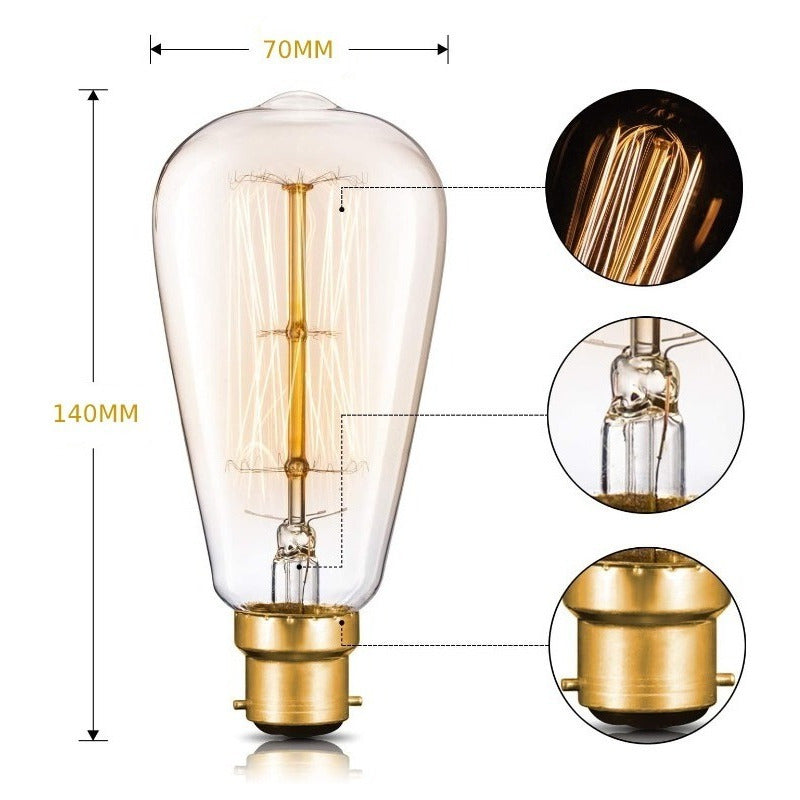 Pack X10 Ampolleta Led  Vintage Filamento Cálida Ahorradora  Cálida