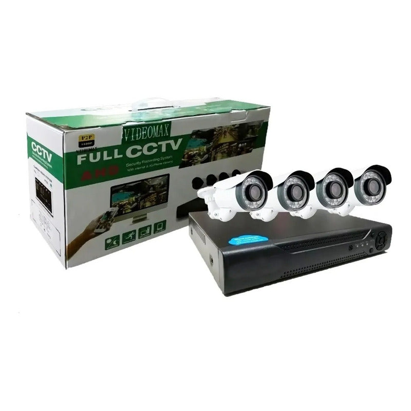 Kit Dvr Con 4 Cámaras De Seguridad Interior Y Exterior Blanco