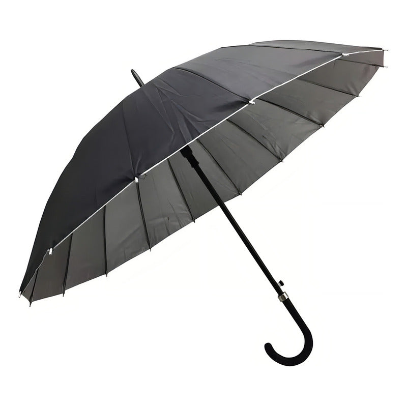 Paraguas Marin Negro 16 Varillas Clásico Curvo Protección Uv 1m Unicolor