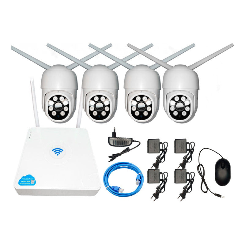 Kit Dvr 4 Camaras  De Seguridad Inalámbricas Wifi  Blanco