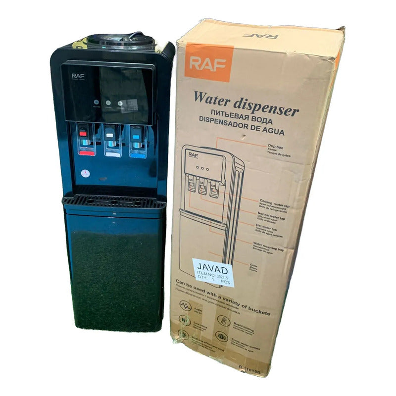 Dispensador De Agua Eléctrico Grande 3 En 1 Con Mini  Nevera Negro