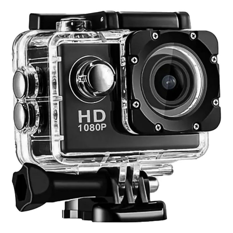 Sports Cam Hd 12mp Cámara De Acción Sumergible 30m Impermeab Negro