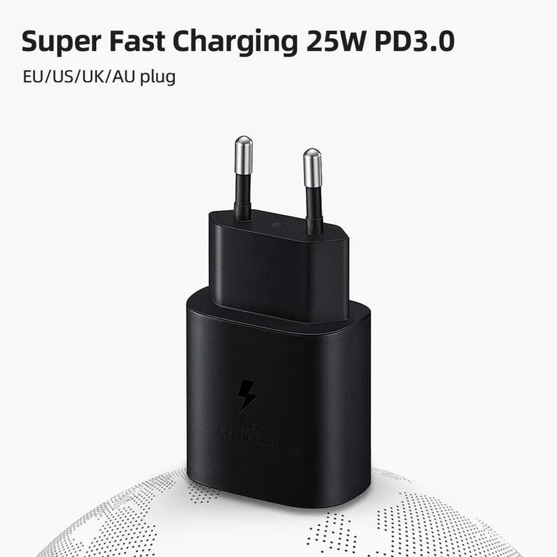 Cargador Carga Rápida Con Cable Tipo C Compatible Sam Negro