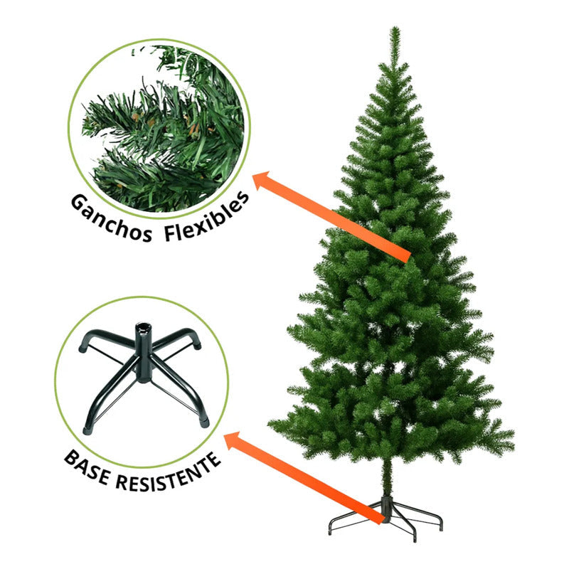 Árbol De Navidad Roro 180 Cm Verde Frondoso Desmontable Base Metálica