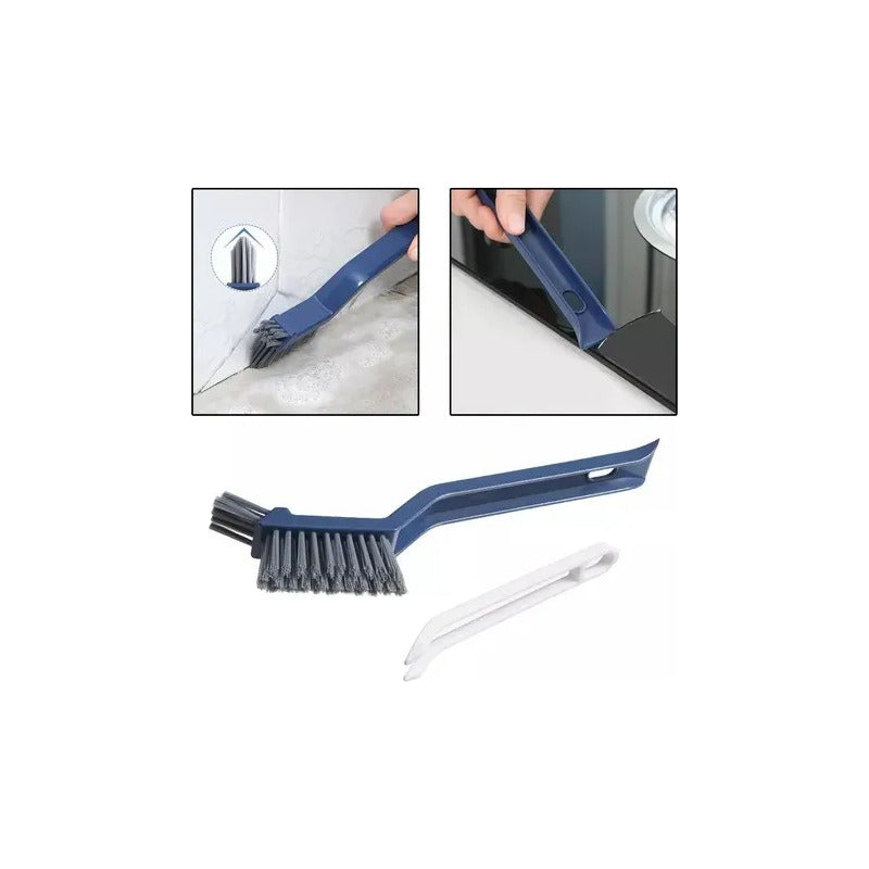 Pack X2 Cepillos Para Grietas Baño Herramientas Limpieza Wc Azul Acero