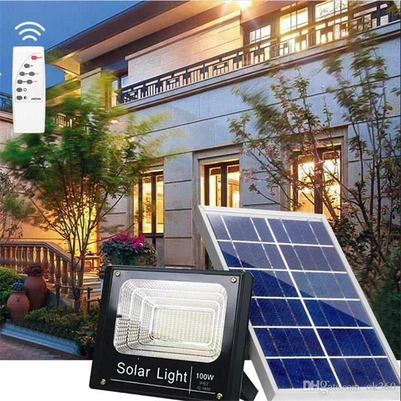 Focos Pack X2 100w + Panel Solar + Control Remoto Envio Grat Blanco Frío