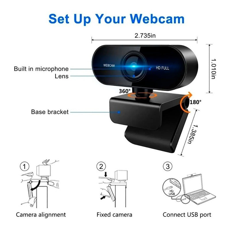 Webcam Full Hd 1080p Con Microfono Incorporado Enfoque Autom Negro