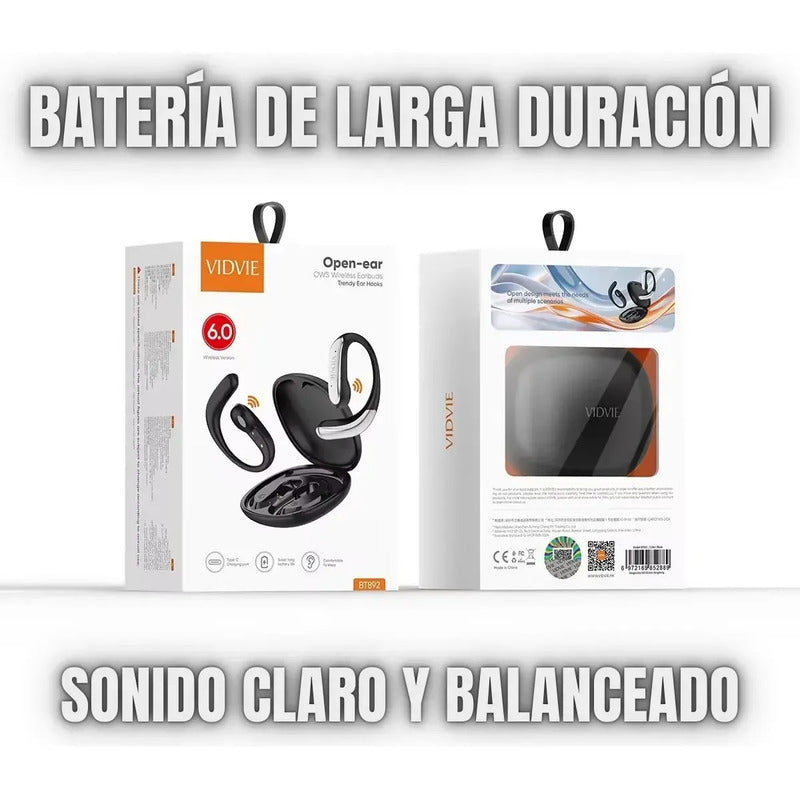 Audifonos Deportivos Vidvie Oido Abierto Open Ear Bluetooth Negro