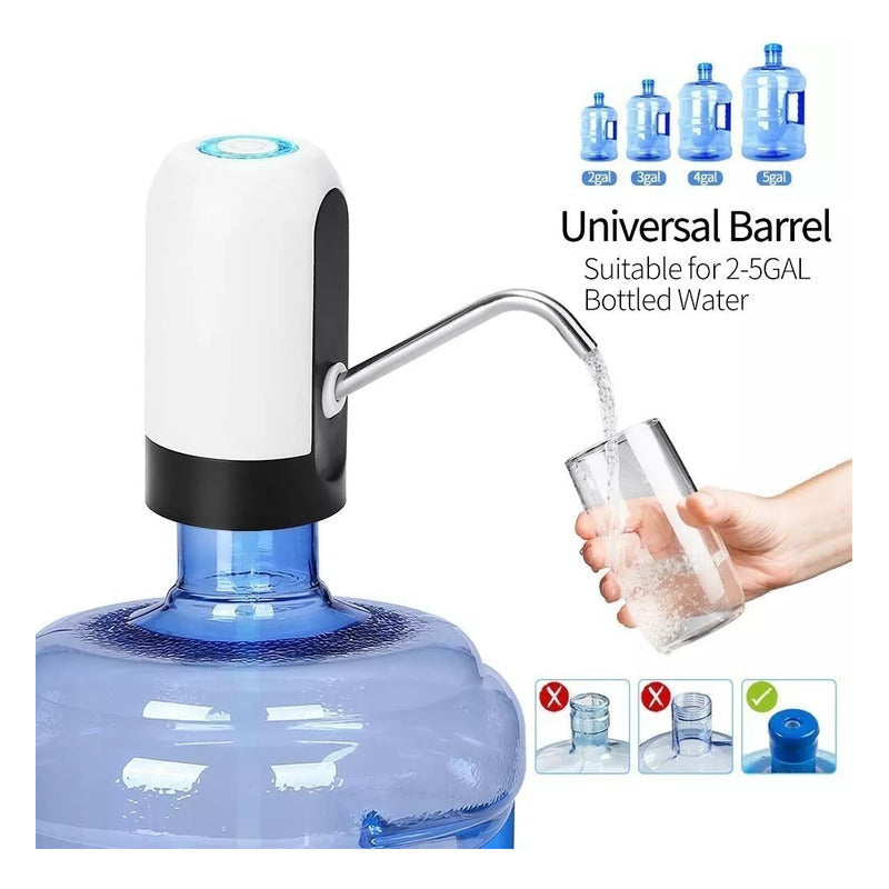 Dispensador De Pack X2 Agua Electrinico Recargable Usb Negro