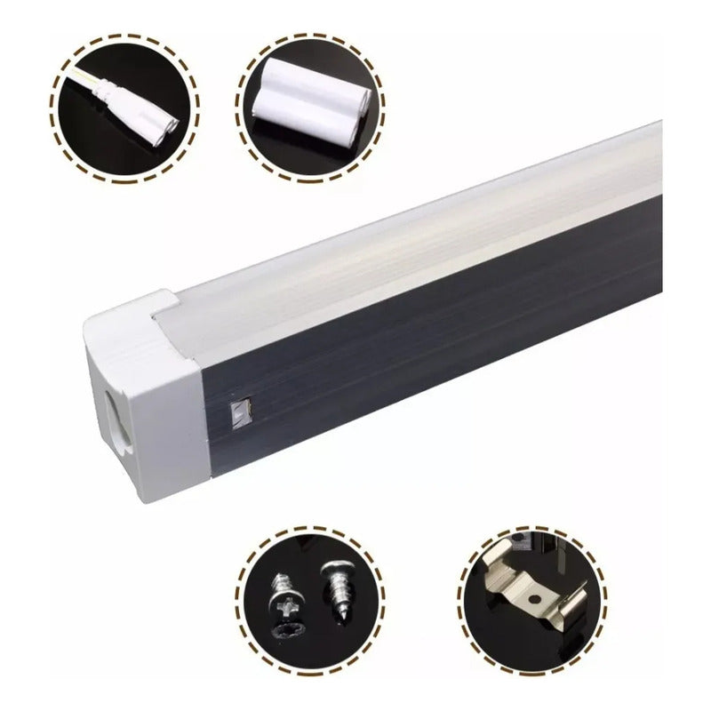 Tubo Led Con Base Canoa 18w 120cm Luz Fria Lisa Y Texturizad