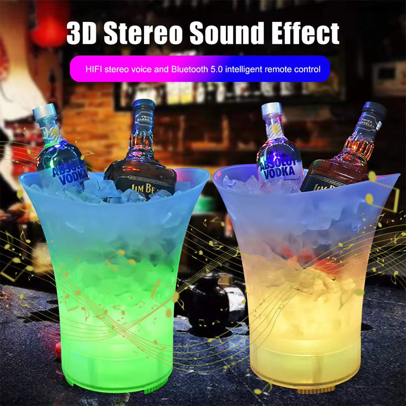 Pack X2 Hielera Con Parlante Luces Led Bluetooth Recargable Opaco Transparente