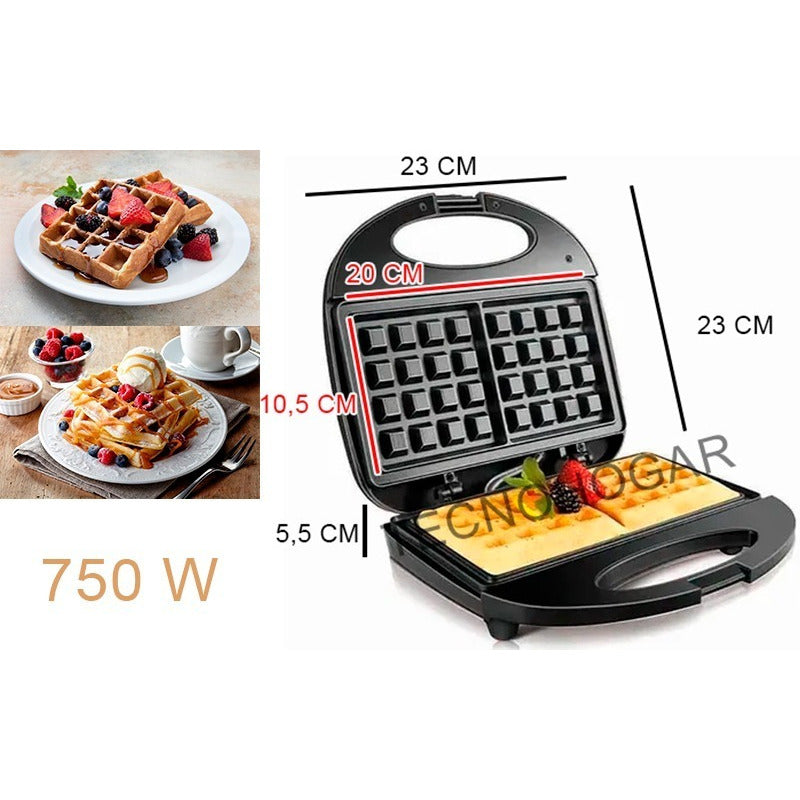 Maquina Wafflera Potente Waffles En 5 Min Negro