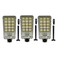 Pack X 3 Foco Solar 1000watt Alumbrado Exterior Poste Negro Fría