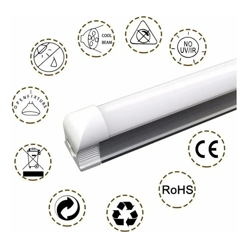 Tubo Led Con Base Canoa 18w 120cm Luz Fria Lisa Y Texturizad