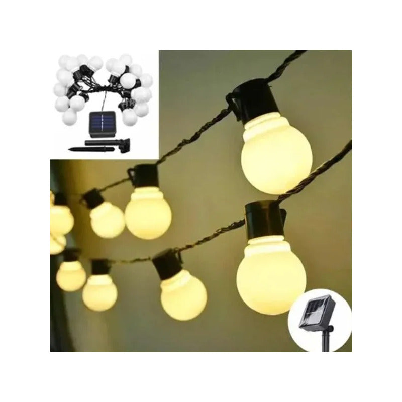 Luces Led Bolitas Guirnalda Calida Solar Navidad Cálida