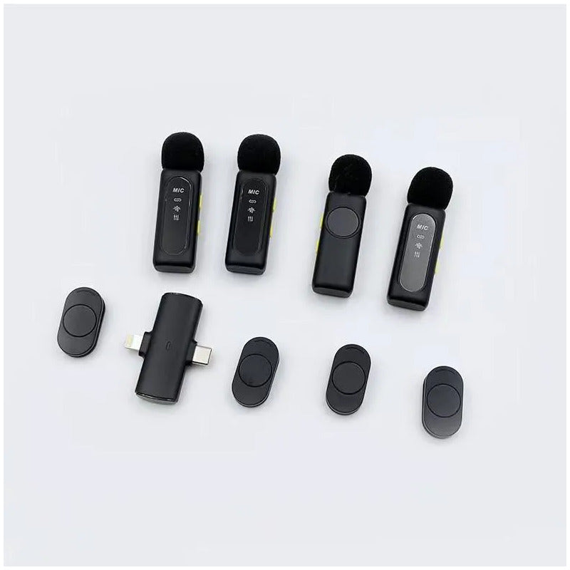 Pack X4 Microfonos De Contenido Bluetooth Lavalier Inalámbri Negro