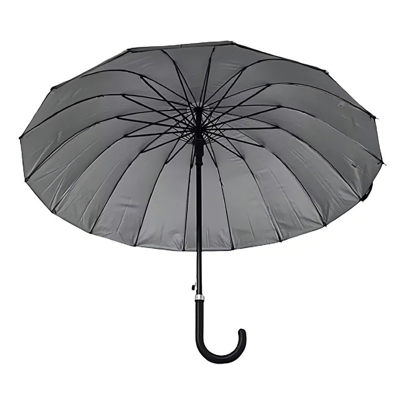 Paraguas Marin Negro 16 Varillas Clásico Curvo Protección Uv 1m Unicolor