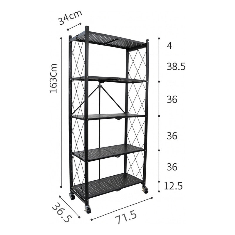 Repisa Estantería 5 Niveles Metalico Estanteplegable 50kg Ne Negro