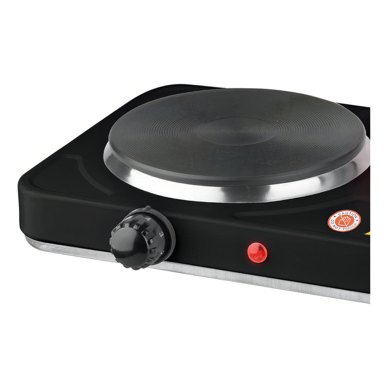 Cocina Electrica Portatil De 2 Hornillas Encimera 2000w Color Negro