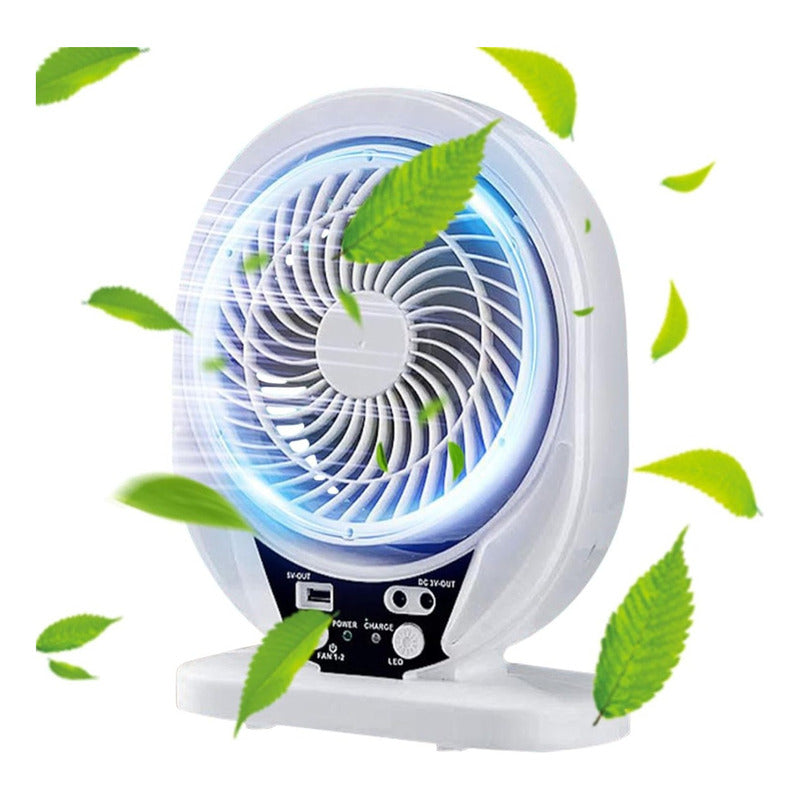 Ventilador Portátil Recargable Panel Solar Incluye Ampolleta 17 Cm 50 Blanco Gris Plástico 7