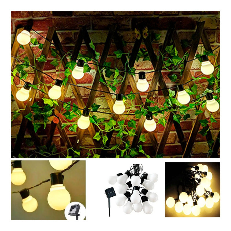 Luces Led Bolitas Guirnalda Calida Solar Navidad Cálida