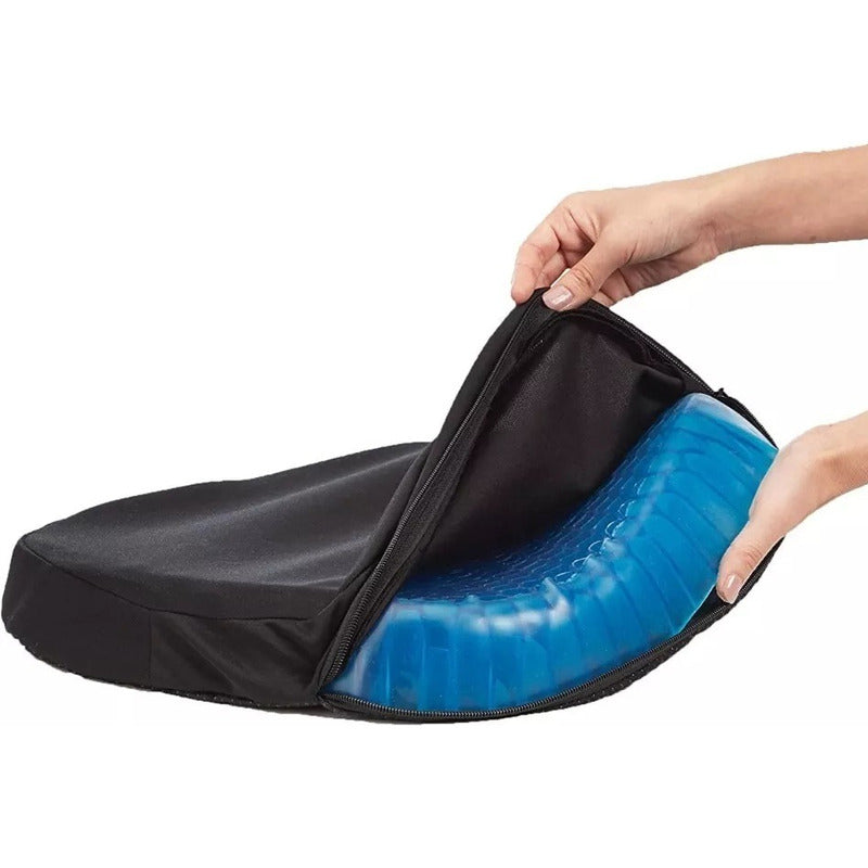 Cojín Asiento Ortopédico De Silicona Gel Relajante Terapia Azul Geométrico