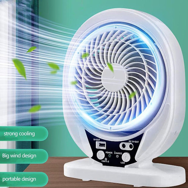 Ventilador Portátil Recargable Panel Solar Incluye Ampolleta 17 Cm 50 Blanco Gris Plástico 7