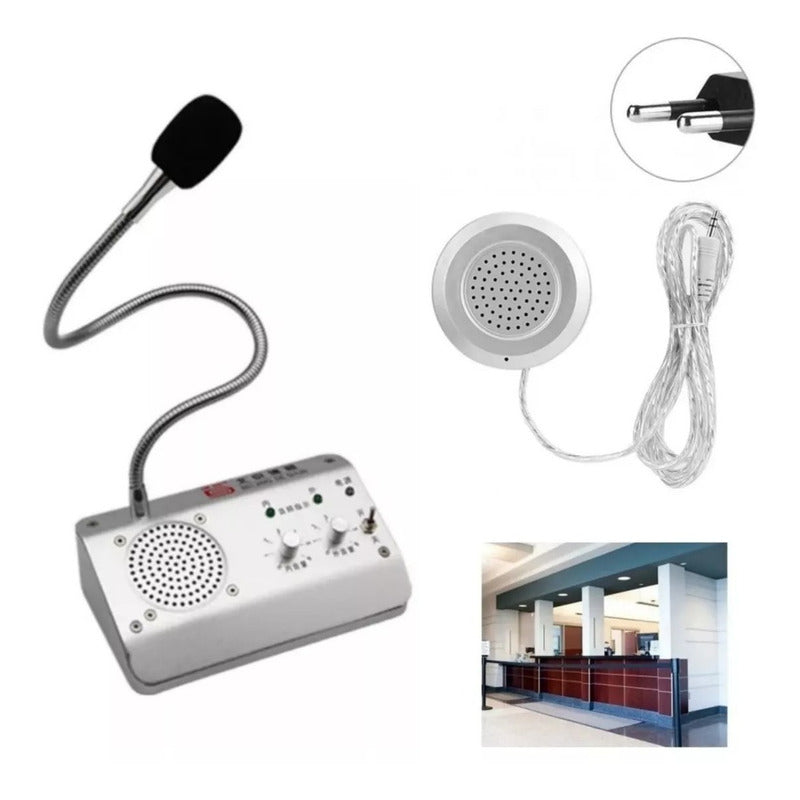 Intercomunicador Microfono Para Bancos Y Cajas Citofono Plateado