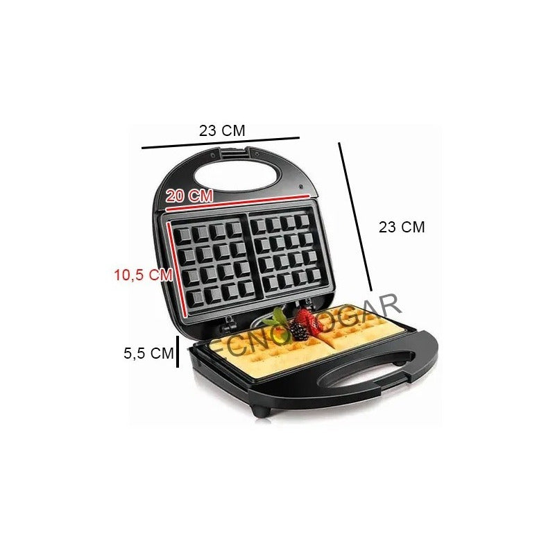 Maquina Wafflera Potente Waffles En 5 Min Negro