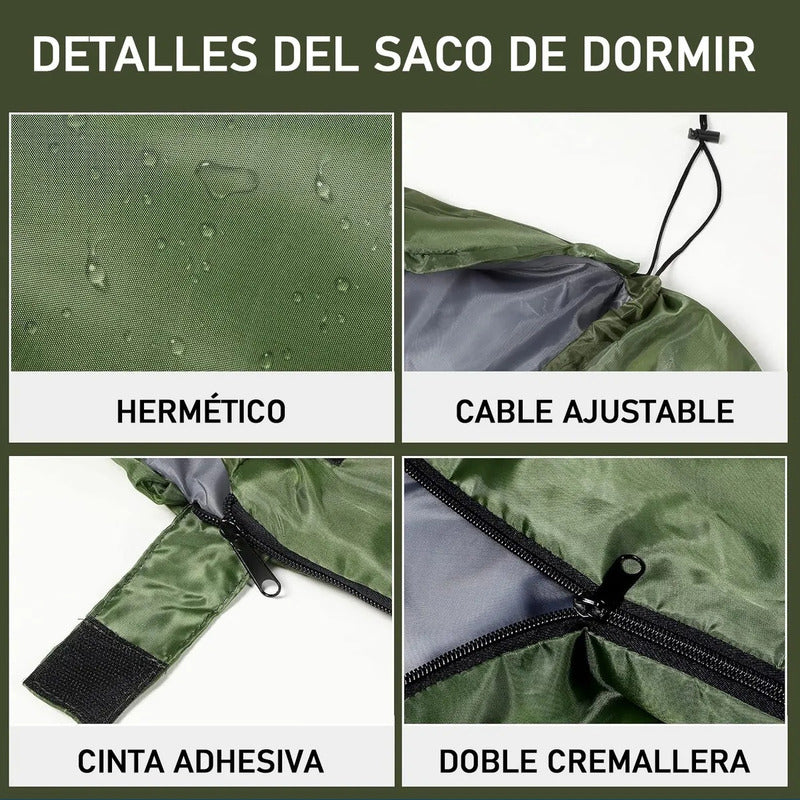 Saco De Dormir Portátil Para Acampar Playa Cabaña 950g Azul Derecho
