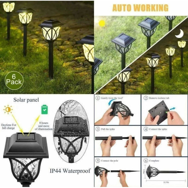 Estaca Solar X6 Jardín Exteriores Led Envio Gratis Negro