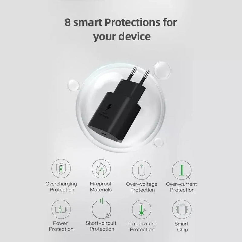 Cargador Carga Rápida Con Cable Tipo C Compatible Sam Negro