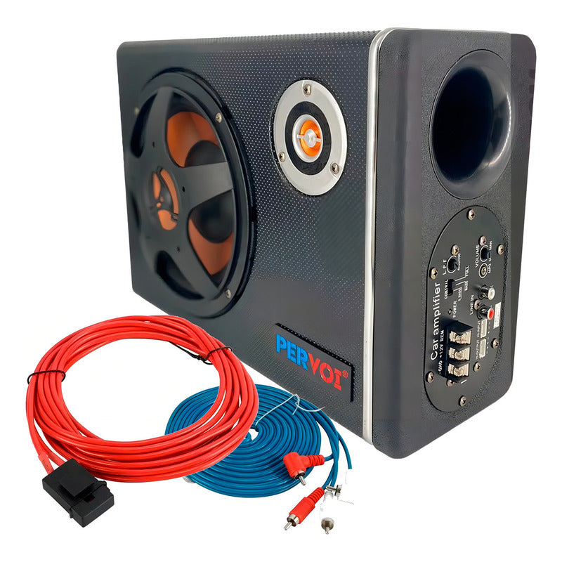 Subwoofer Amplificado Activo Kit Instalación Bajo Color Negro
