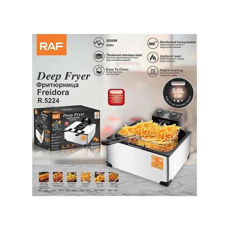 Freidora Eléctrica 5lts 2000w Acero Inoxidable Raf R.5224 Plateado 50 Hz/ 60 Hz