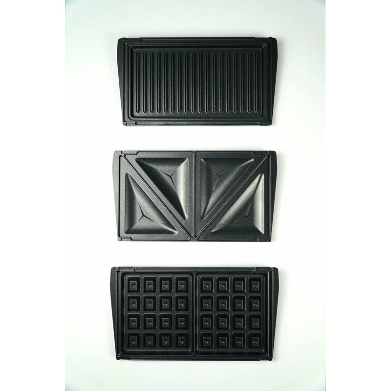 Wafflera 3 En 1 Genérica Tostador Grill De Carne Teflon Gris Oscuro