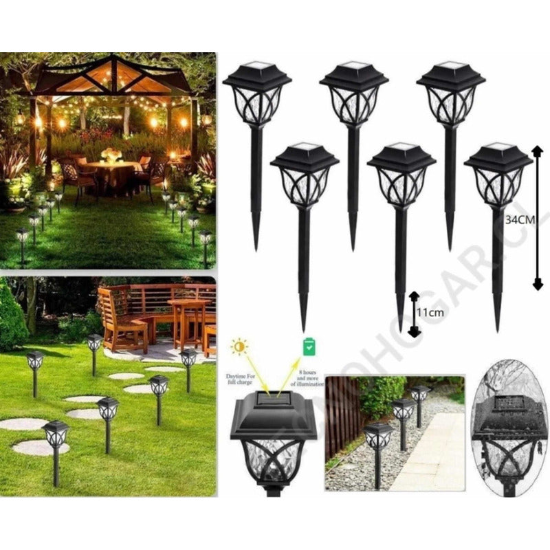 Estaca Solar X6 Jardín Exteriores Led Envio Gratis Negro