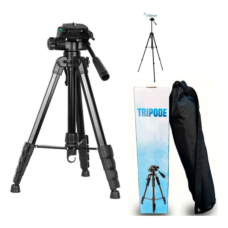 Trípode Universal Aluminio 1.7mts Profesional Cámara Negro