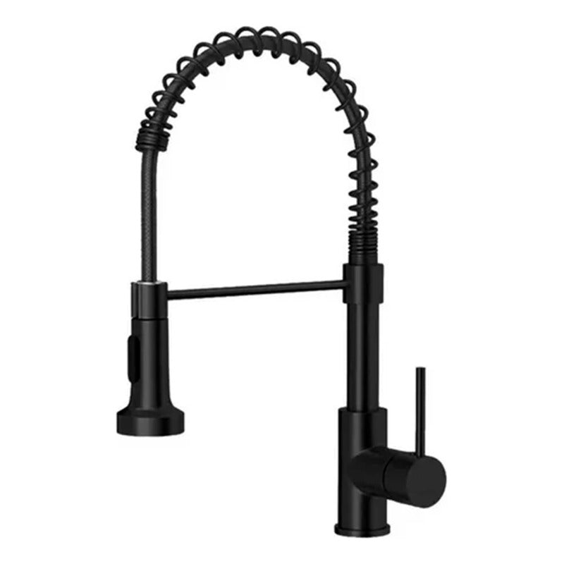 Llave Monomando Lavaplatos Profesional Extraíble Negra Negra Cromado