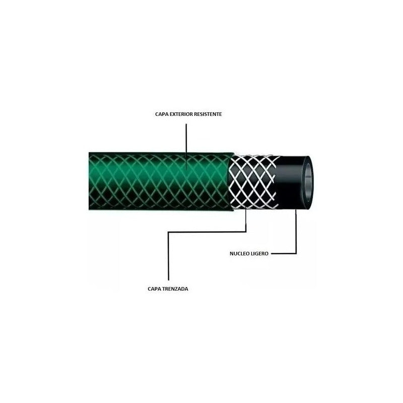 Manguera Reforzada 1/2 Pulgada 30 Mts Mas Pistola Y Acoplesm Verde