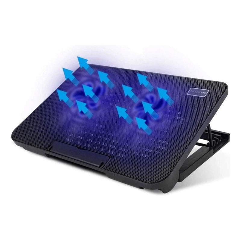 Mesa Ventilador Notebook Cooler Gamer Alzador Pc Enfriador C Negro
