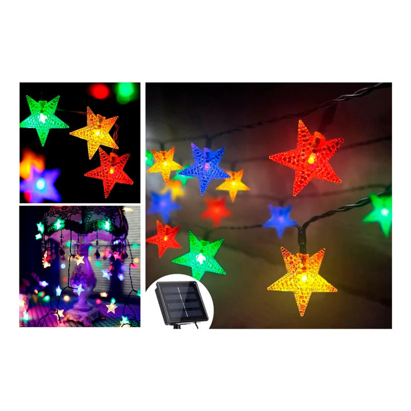 Estrellas Led Multicolor Navidad Guirnalda Lineal Solar Multicolor