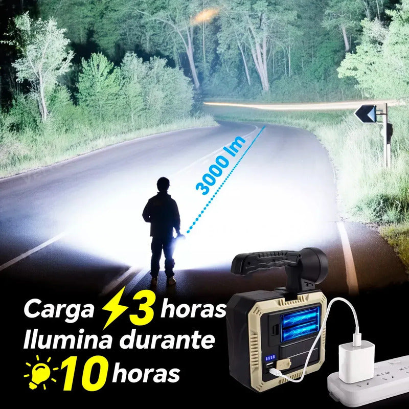 Linterna + Kit Herramientas Luz Recargable Solar Con 3 Modos Blanco Gris