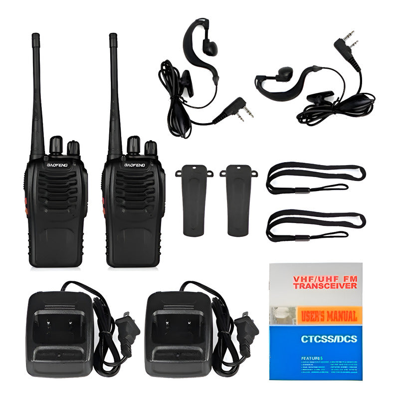 2 Radio Transmisor Walkie Talkie Bf-888s Baofeng Woki Toki Negro 400-470 Mhz