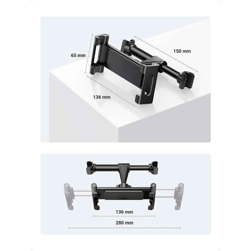 Soporte De Auto Asiento Trasero Celular Y Colgador Cartera Negro