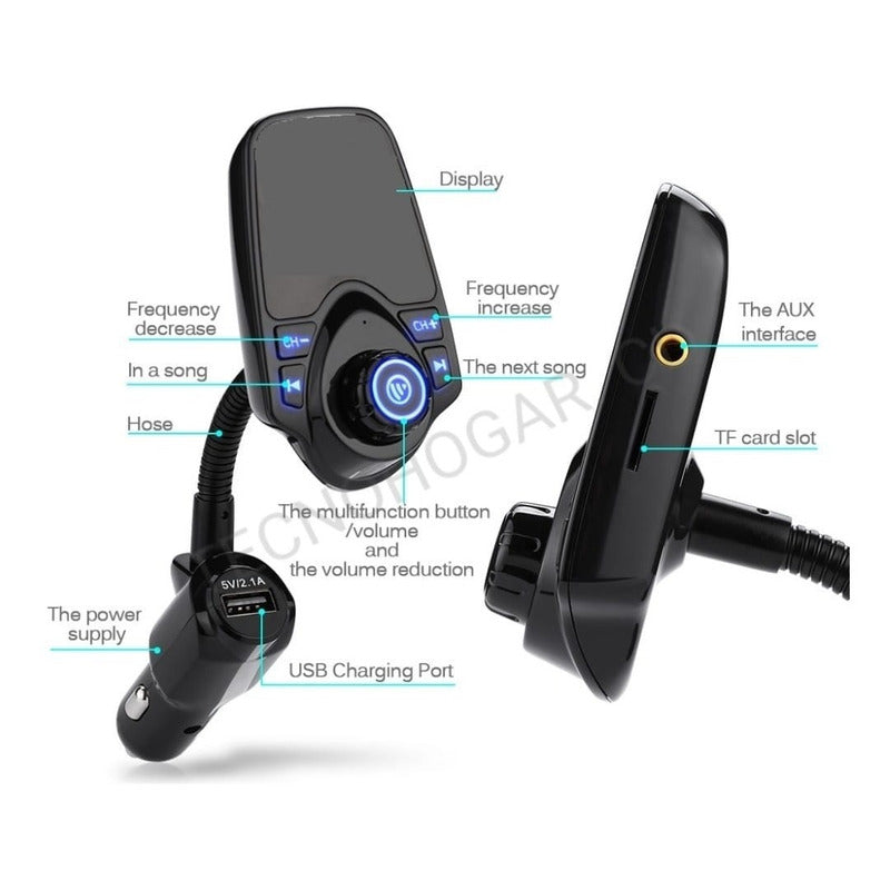 Transmisor Fm Audio Bluetooth Y Usb Cargador Para Autos 12v