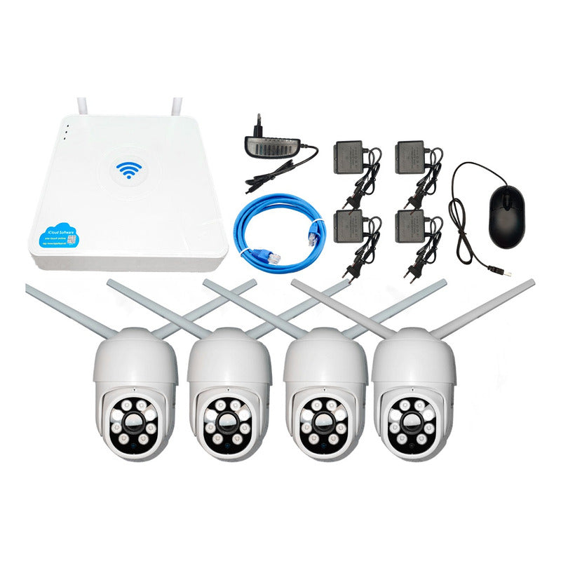 Kit Dvr 4 Camaras  De Seguridad Inalámbricas Wifi  Blanco