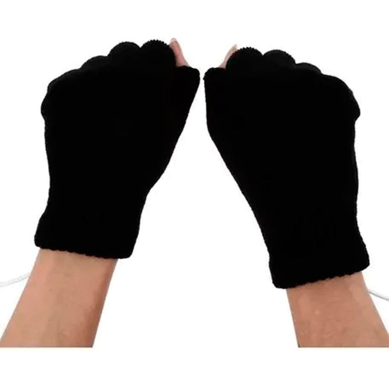Guantes De Lana Sin Dedos Medio Dedo Caliente De Invierno Negro