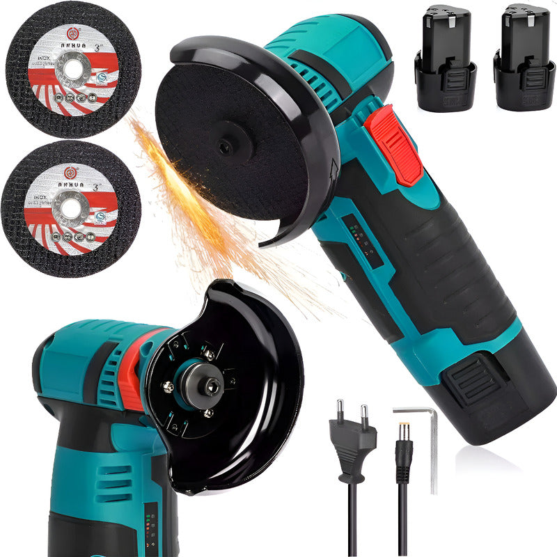 Esmeril Galletera Amoladora Inalámbrico Recargable +2 Discos Azul 1