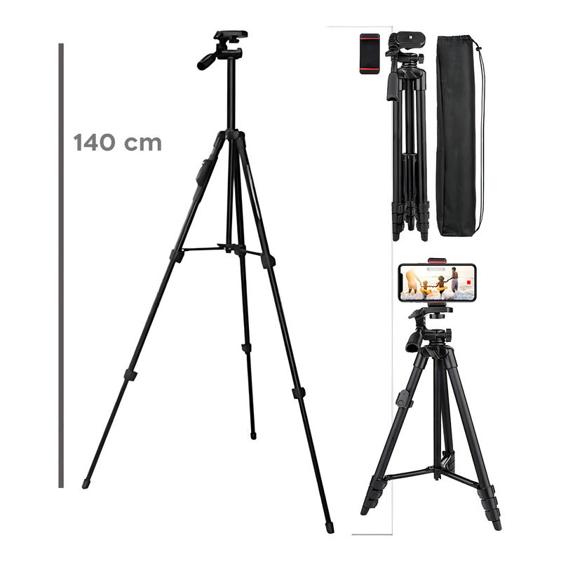 Tripode Para Camara Profesional 3366 Nivel Angulo Manivela Color Negro